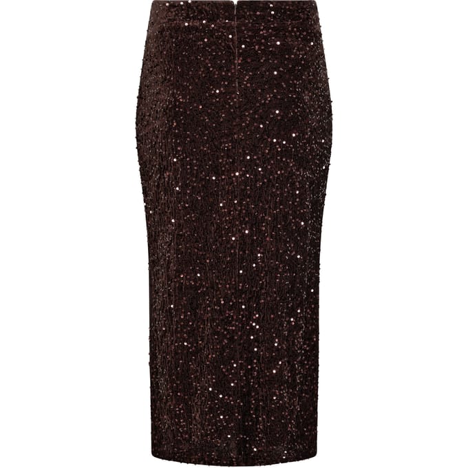 Yours London Chocoladebruine Fluwelen Maxirok Met Pailletten Size 48