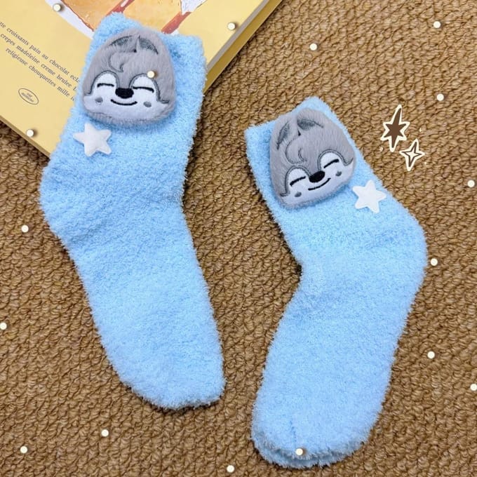 Chaussettes Pelucheuses Stray Kids Bangchan gray