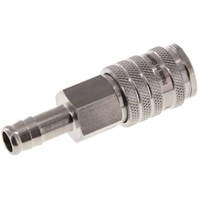 RVS DN 7.8 Luchtkoppeling Snelkoppeling 10 mm Slangpilaar Double Shut-Off