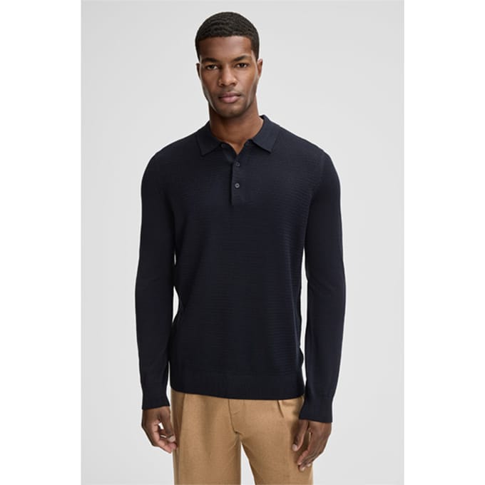 Polo met lange mouwen Adrian, donkerblauw