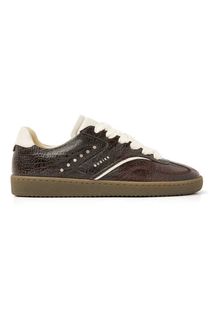 Nubikk Ray Owen Studs Dk Brown Craquele Maat: 38 | Sneakers Outlet | Dames | Bruin