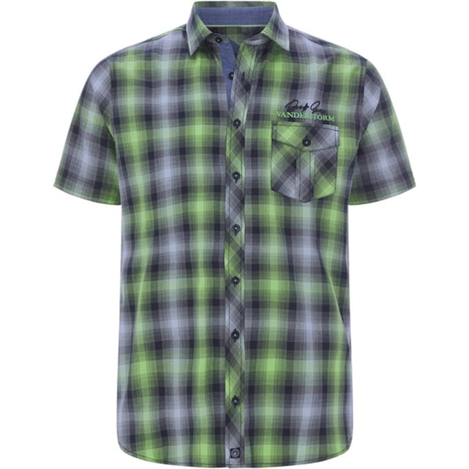 Jan Vanderstorm herren Overhemd Met Korte Mouwen - 47/48 - groen - Plus Size