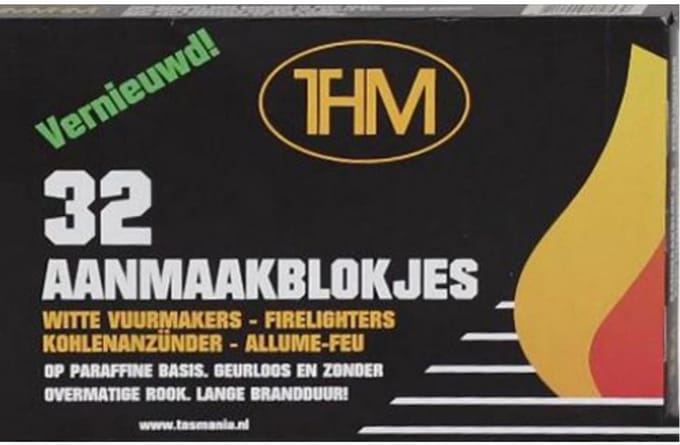 THM witte aanmaakblokjes - geurloos - paraffine - 32 stuks