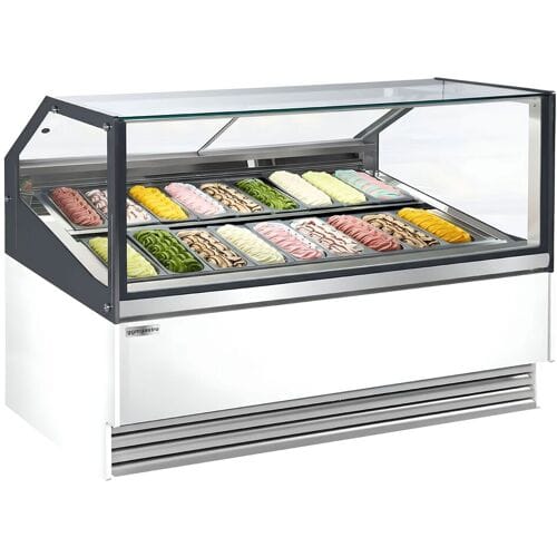 GGM Gastro Eistheke THEO - 1730mm - Umluft - für 18x 5 Liter Eisbehälter - Weiß Wit / Grijs
