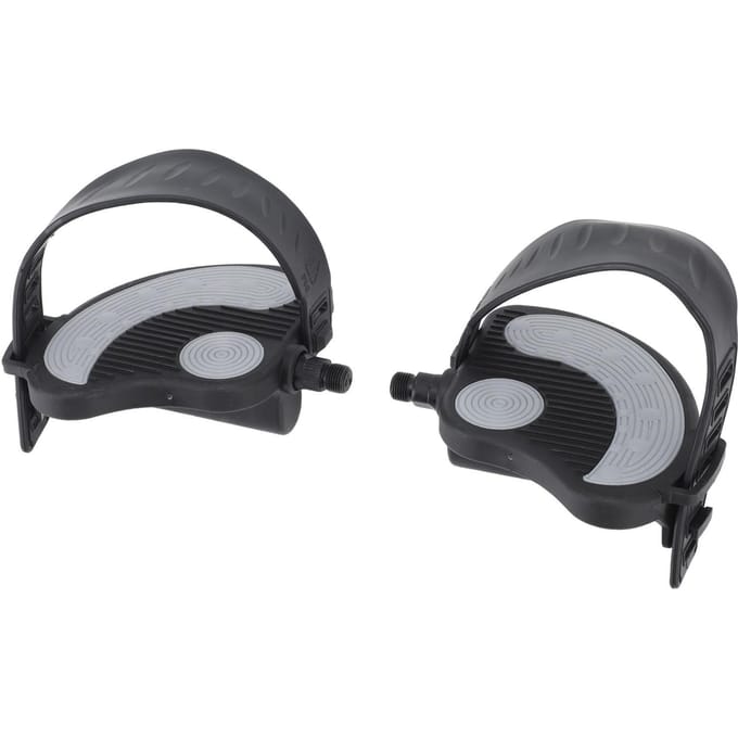 2 PCS Pédales de Vélo d'Exercice avec Sangles PP PVC Acier Inoxydable Universel Réglable Pédales de Vélo d'Exercice Clips pour la Maison gray