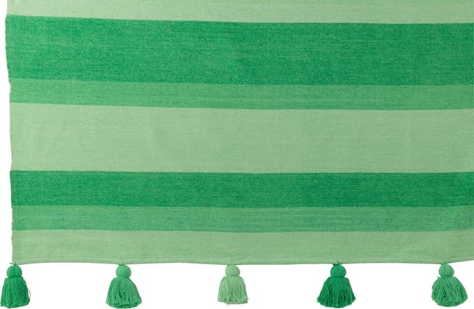 J-Line plaid Strepen + Kwastjes - katoen - groen