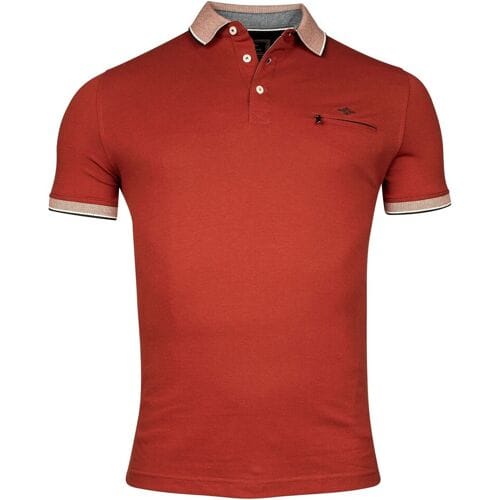 Baileys Polo Piqué Zipper Breast Pocket Subtle Contrast Red Earth / male