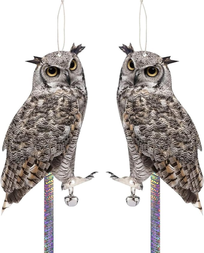 Vogelverschrikkers voor balkon - Duivenafweer met hangende uilen, effectief tegen vogels en duiven