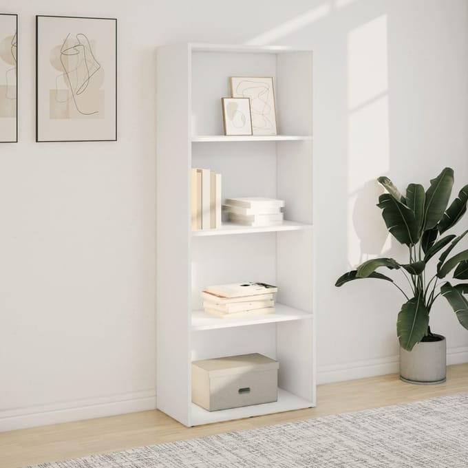 vidaXL - Boekenkast - 60x30x152 - cm - bewerkt - hout - wit