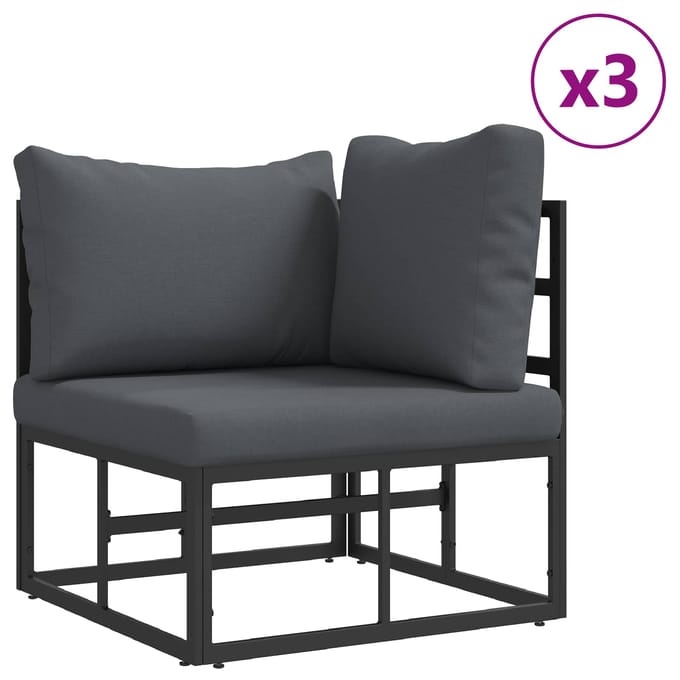 vidaXL - Tuinbank - Set - 7 - st - Zwart - Aluminium