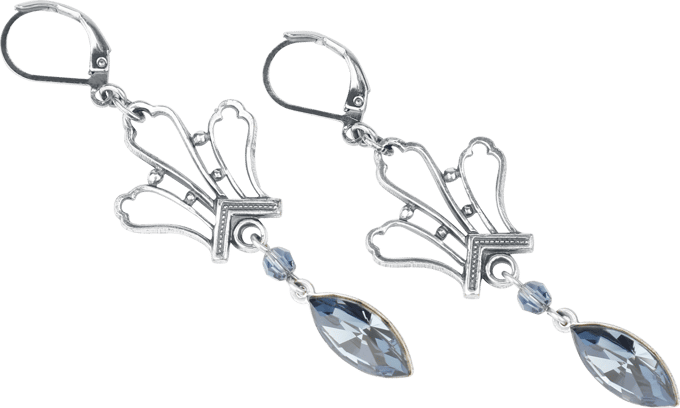 Krikor - Gothic Oorbel - Mitternachtsblüte - voor Vrouwen - zilverkleurig