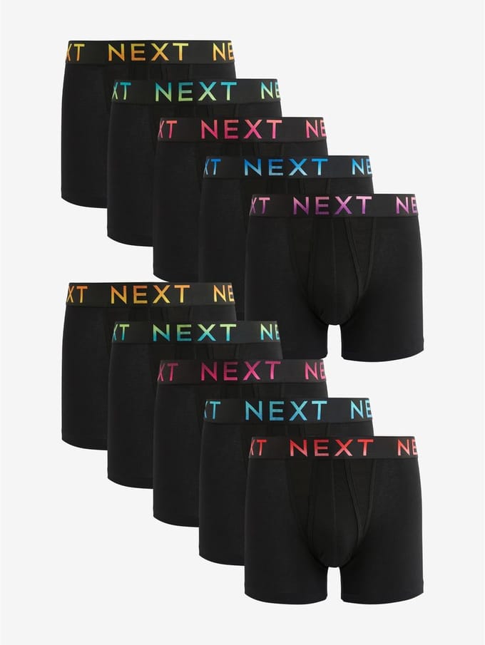 Next - Heren - Set van 10 boxershorts met A-voorkant - Zwart