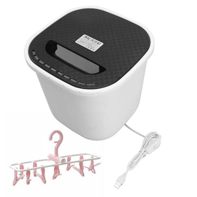 Draagbare Wasmachine USB-Powered Mini Turbo Wasmachine met Kledingdroogrek 6L roze