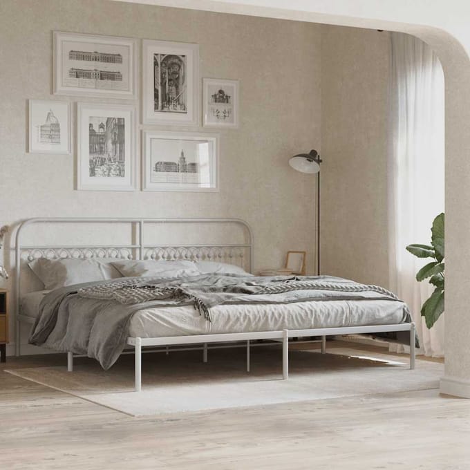 vidaXL - Vervangend - hoofdbord - 193 - cm - metaal - wit