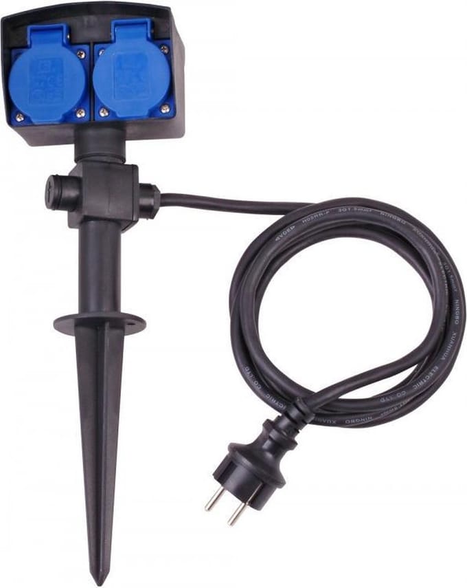 Kopp 2-voudige Outdoor Stekkerdoos met Spies Zwart