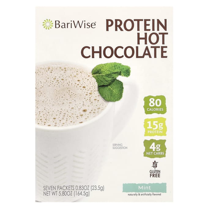 BariWise, Chocolat Chaud Protéiné, Menthe, 7 sachets, 0.83 oz (23,5 g) chaque