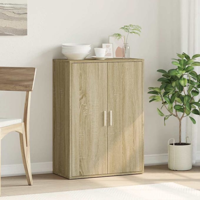 vidaXL - Dressoir - 60x31x84 - cm - bewerkt - hout - sonoma - eikenkleurig