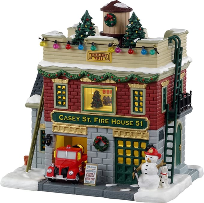 Lemax - 'Casey St. Firehouse' - Verlicht gebouw - Exclusief adapter (werkt ook op batterijen)