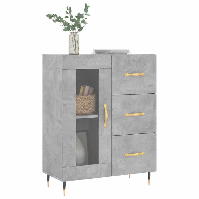 vidaXL - Dressoir - 69,5x34x90 - cm - bewerkt - hout - betongrijs
