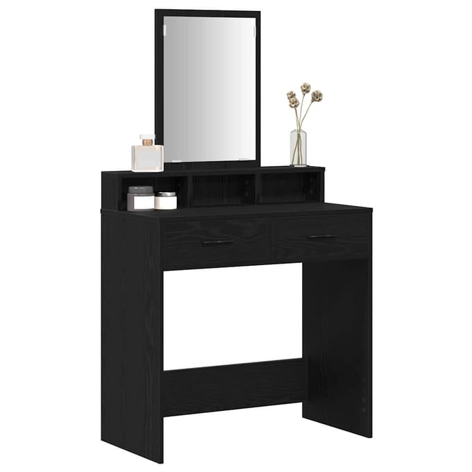 vidaXL - Kaptafel - Zwart - Eiken - 79 - x - 41 - x - 140 - cm - Bewerkt - hout