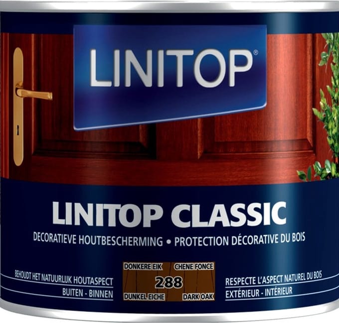 Linitop Classic -  Beits - Decoratieve beschermende beits  - Donkere Eik - 288  - 0,50 L