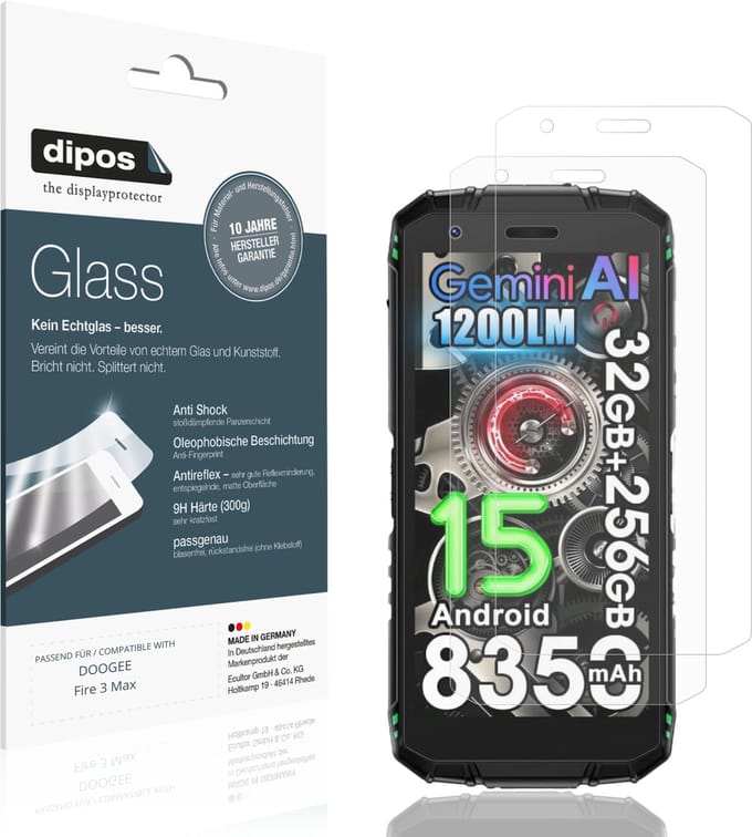 dipos – 2x Matte Pantserfolie geschikt voor DOOGEE Fire 3 Max | 9H Screenprotector