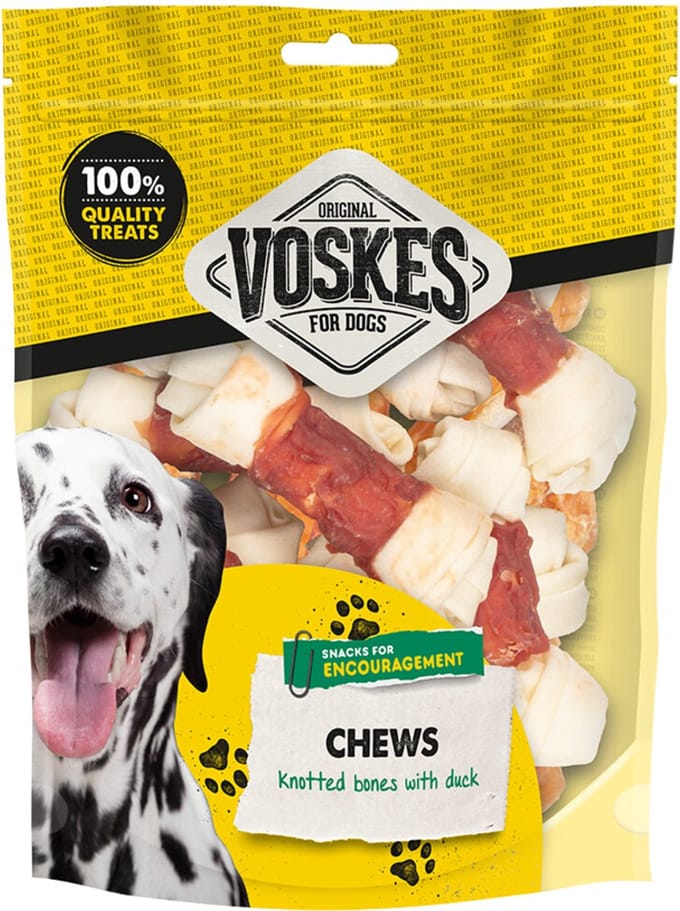 Voskes Hondensnacks Geknoopte Botten Runderhuid met Eend - 10 stuks