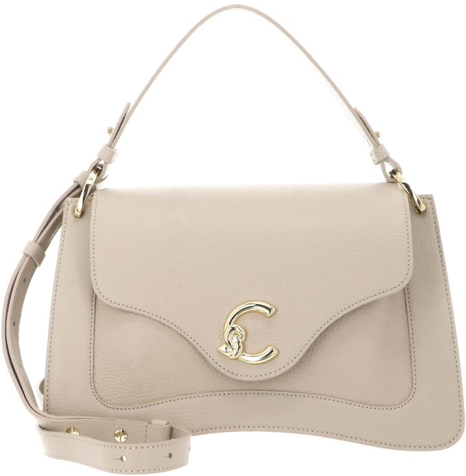 COCCINELLE Leren schoudertas handtas C-Me Grained Leather Handbag Sandshell beige