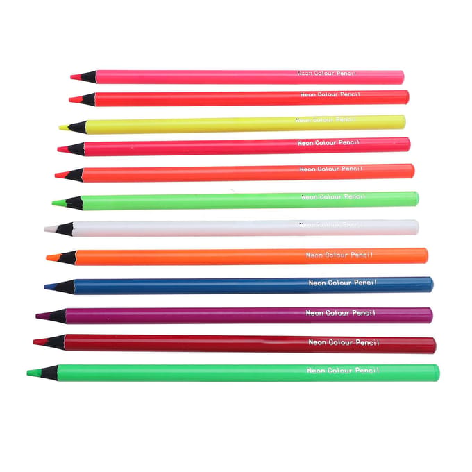 12 STuks Set Neon Gekleurde Potloden 12 Kleuren Multifunctionele Tekenpotloden voor School red