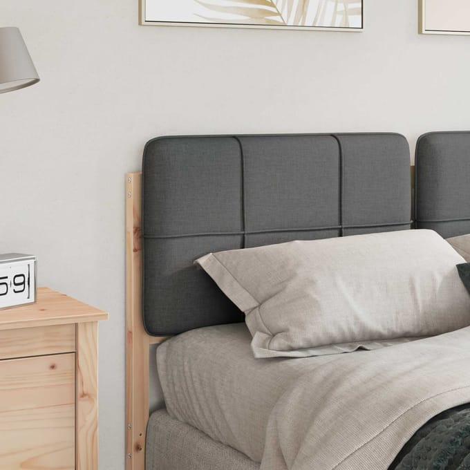 vidaXL - Gestoffeerd - hoofdbord - met - hoofdeinde - Bruin - en - Lichtgrijs - 140 - cm