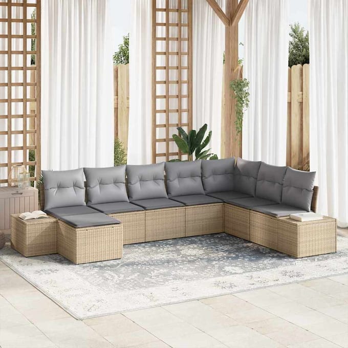 vidaXL Tuin Sofa Set 8 st poly rattan