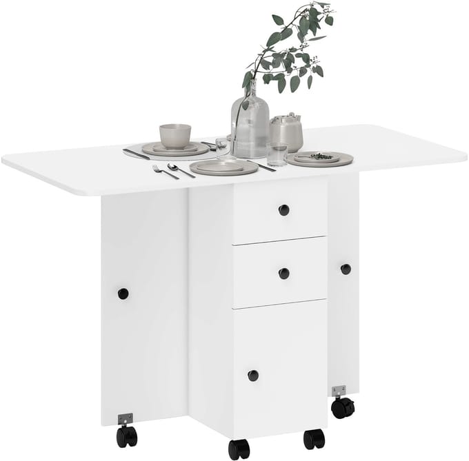 HOMCOM Opklapbare eettafel - Spaanplaat - 120x60x76,5cm - Wit