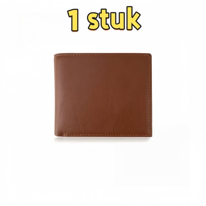 1 stuk - Portemonnee - Grote capaciteit - Casual - Echt leer - 11,5*9,5*1,8 cm - Lichtbruin