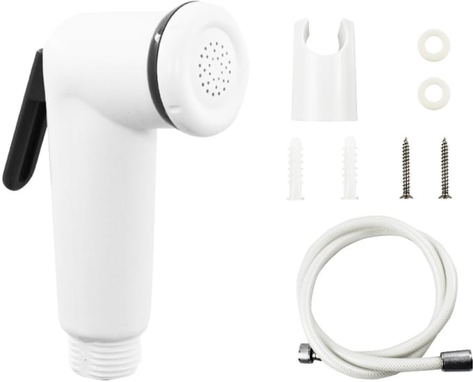 Handdouche - Douchekoppen - Badkamer Accessoires - met slang - wit - Toiletdouche - 110*50mm - kunststof