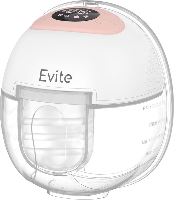 Evite Elektrische Draadloze Borstkolf Nova – Handsfree & Draagbaar – BPA-Vrij – Enkele Borstkolf - Met E-Book - Wit & Roze