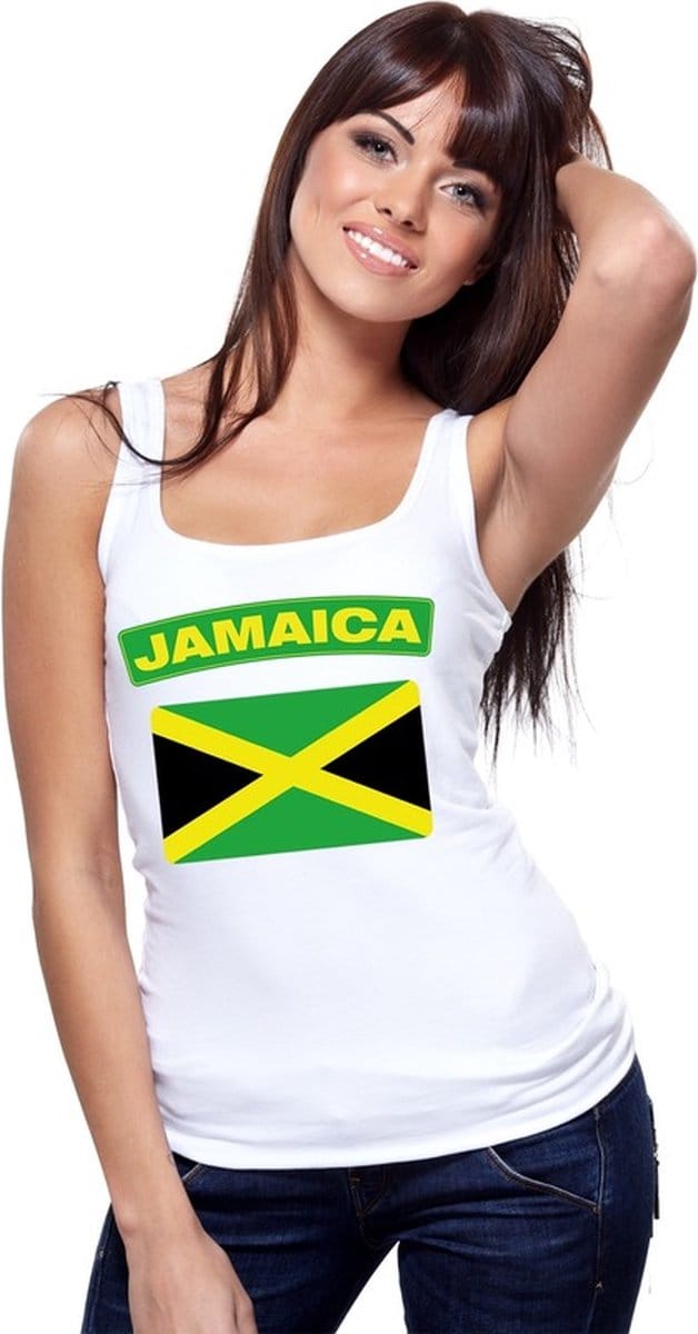 Jamaica singlet shirt/ tanktop met Jamaicaanse vlag wit dames L