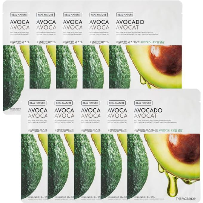 Het Face Shop Avocado Real Nature Masker Sheet (1 vel × 10 pakjes) gray
