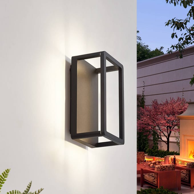 Lucande LED buiten wandlamp Thorvid, hoogte 26 cm, zwart