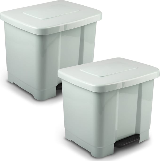 Plasticforte Pedaalemmer - 2x - 2-vaks - mintgroen - 35 liter - 43 x 38 x 38 cm - kunststof