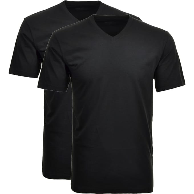 Ragman T-Shirt Uni V-Neck Single Jersey 2Pack Zwart / male