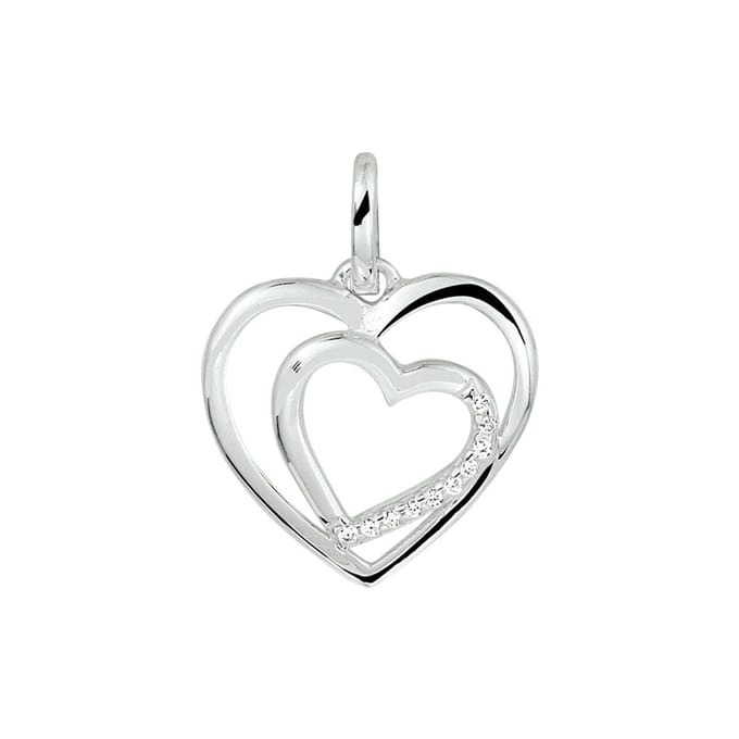 zilver gerhodineerd hanger hart zirkonia 1337147