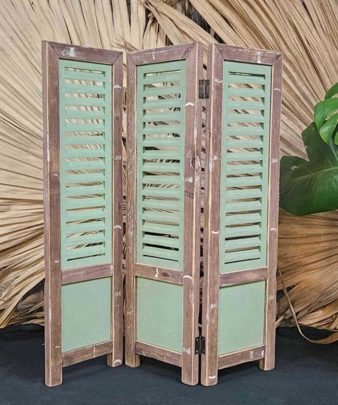 Raamscherm hout 70 cm landelijke shutter Groen bruin als raam scherm | Inspiring Minds