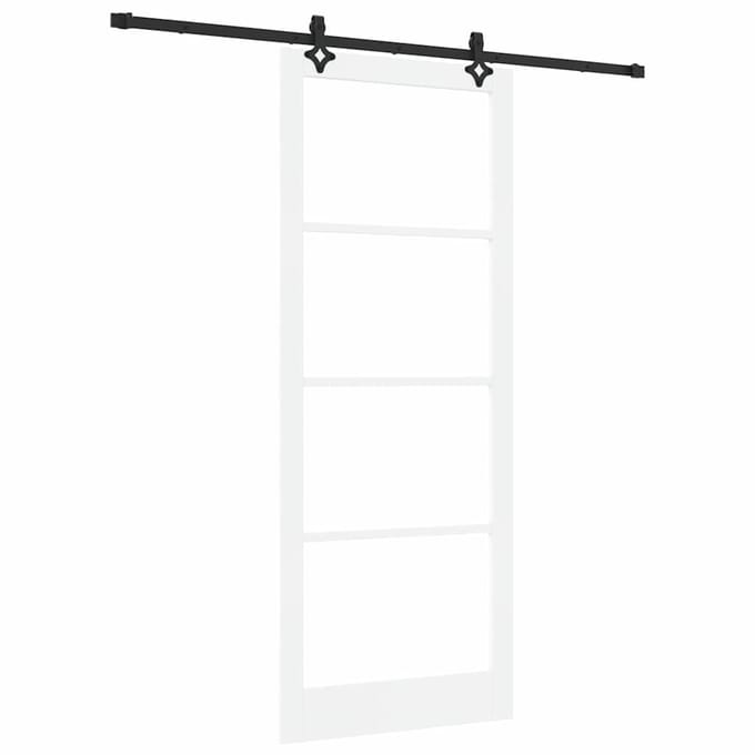 vidaXL - Schuifdeur - Wit - 93 - x - 232 - cm - Massief - grenenhout - en - glas