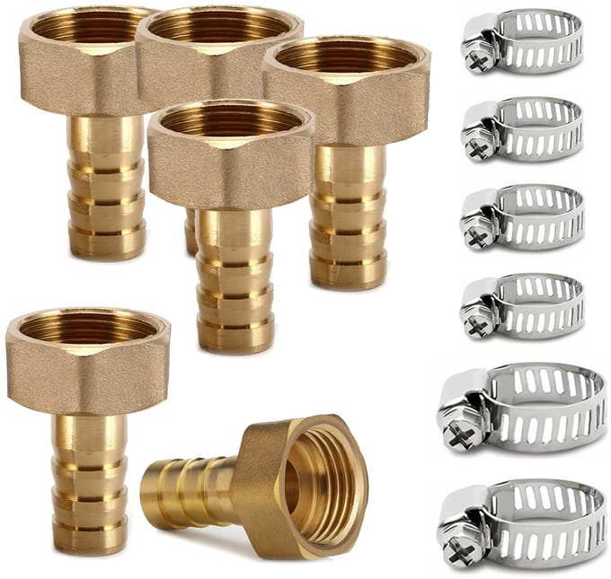 Allecto - Tuinslang Koppelingen - Messing Slangkoppeling - 6 Stuks