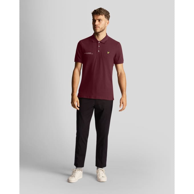 Men's Lyle And Scott Co-Ordinate Print Plain Polo Shirt in Burgundy