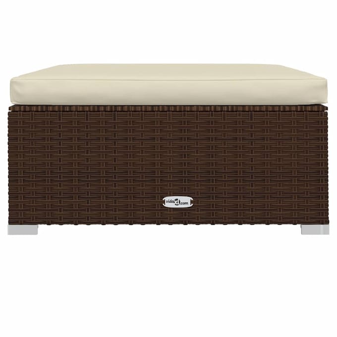 vidaXL - Voetensteun - met - kussen - 70x70x30 - cm - poly - rattan - bruin