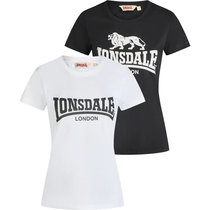 Lonsdale London Combe Double Pack Dames T-shirt - zwart - L