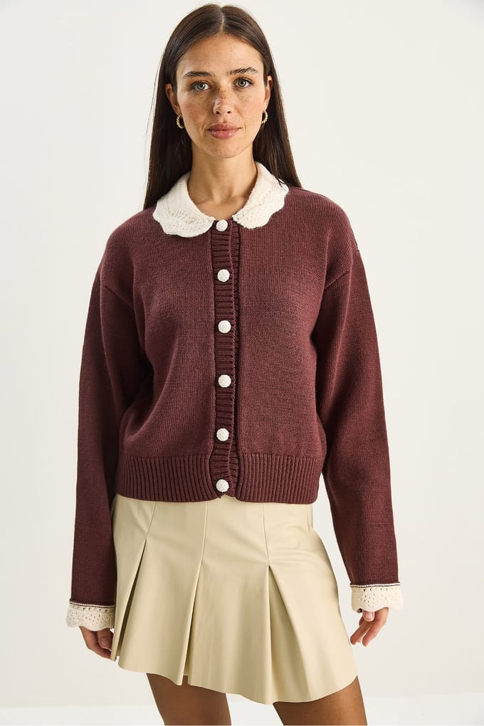 Dikke Ribgebreide Cardigan met Knopen Sluiting