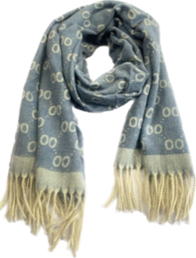 Wintersjaal met print en franje in 7 kleuren