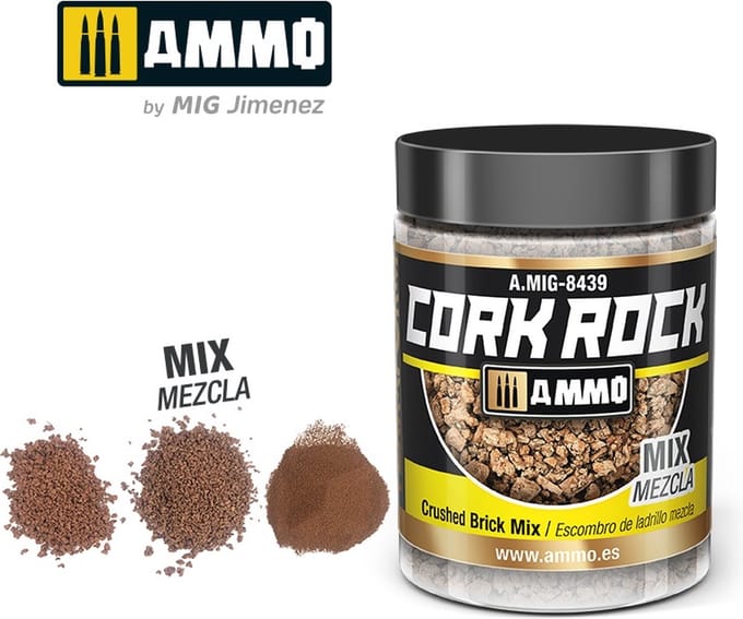 AMMO by Mig Jimenez Modelbouwdecoratie - MIG 8439 Cork Rock Crushed Brick - Mix - Terraform - 100ml Effecten potje